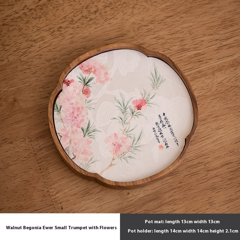 Walnut Begonia Pot Tray Set Tea Set Storage Tray