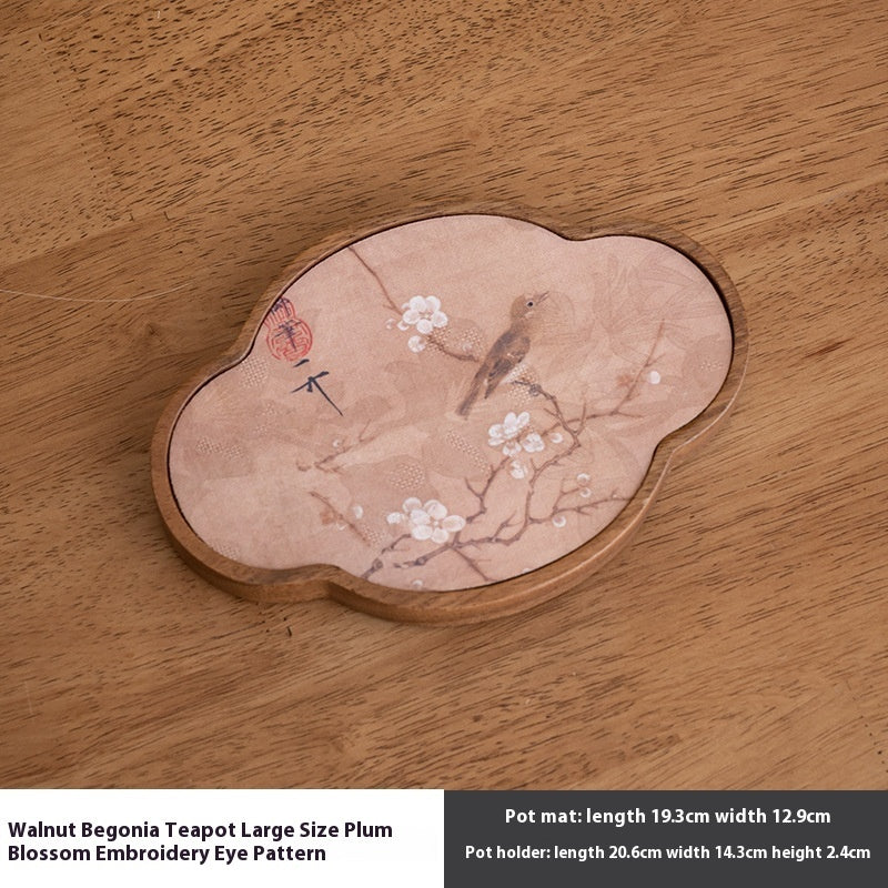 Walnut Begonia Pot Tray Set Tea Set Storage Tray