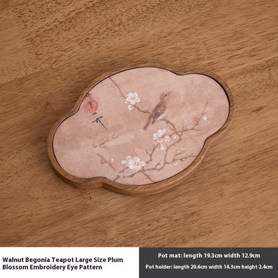 Walnut Begonia Pot Tray Set Tea Set Storage Tray