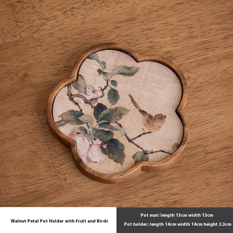 Walnut Begonia Pot Tray Set Tea Set Storage Tray