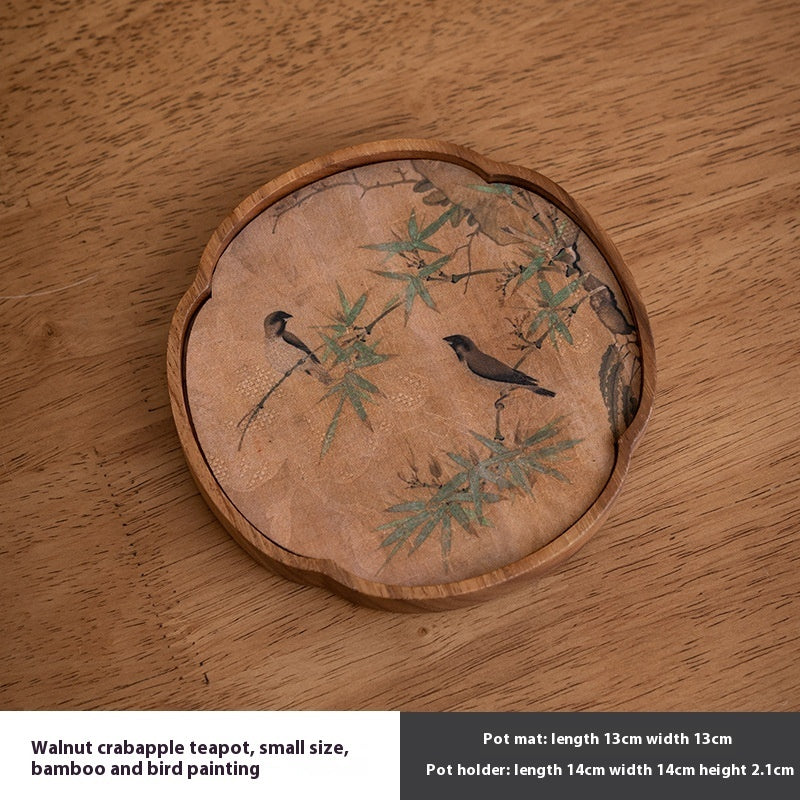 Walnut Begonia Pot Tray Set Tea Set Storage Tray