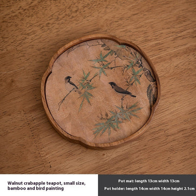 Walnut Begonia Pot Tray Set Tea Set Storage Tray