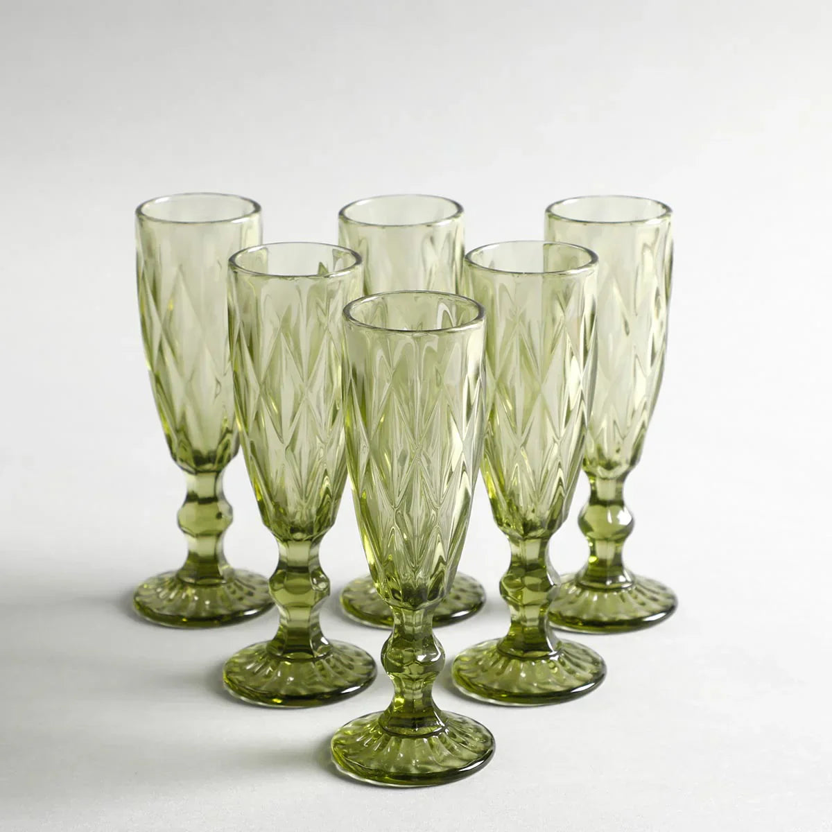 Criss Light Green Stem Glass Set Of 6