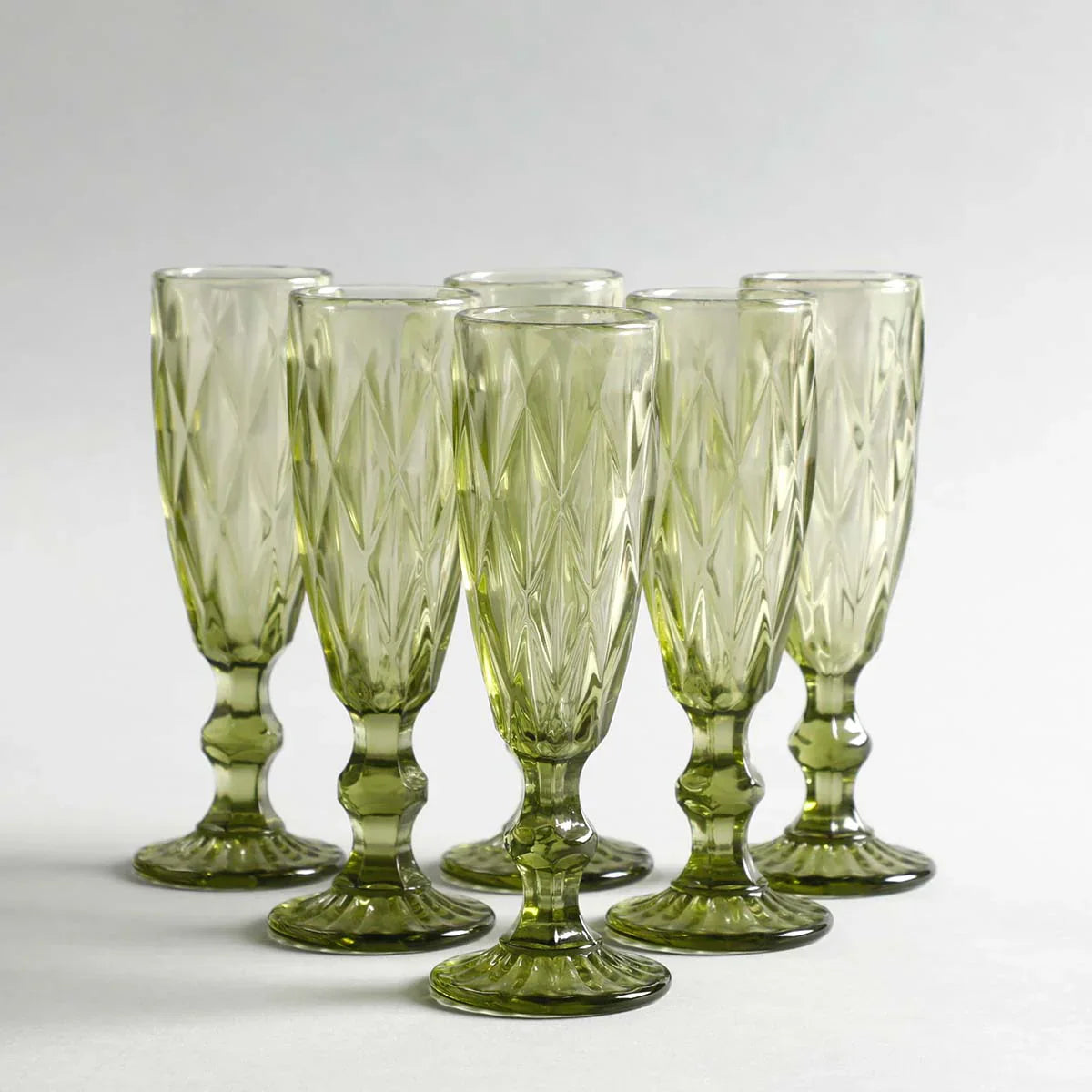 Criss Light Green Stem Glass Set Of 6