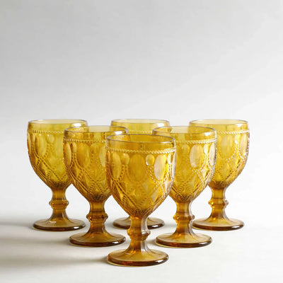 Aria Amber Stem Glass Set Of 6