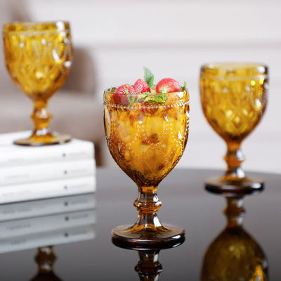 Aria Amber Stem Glass Set Of 6