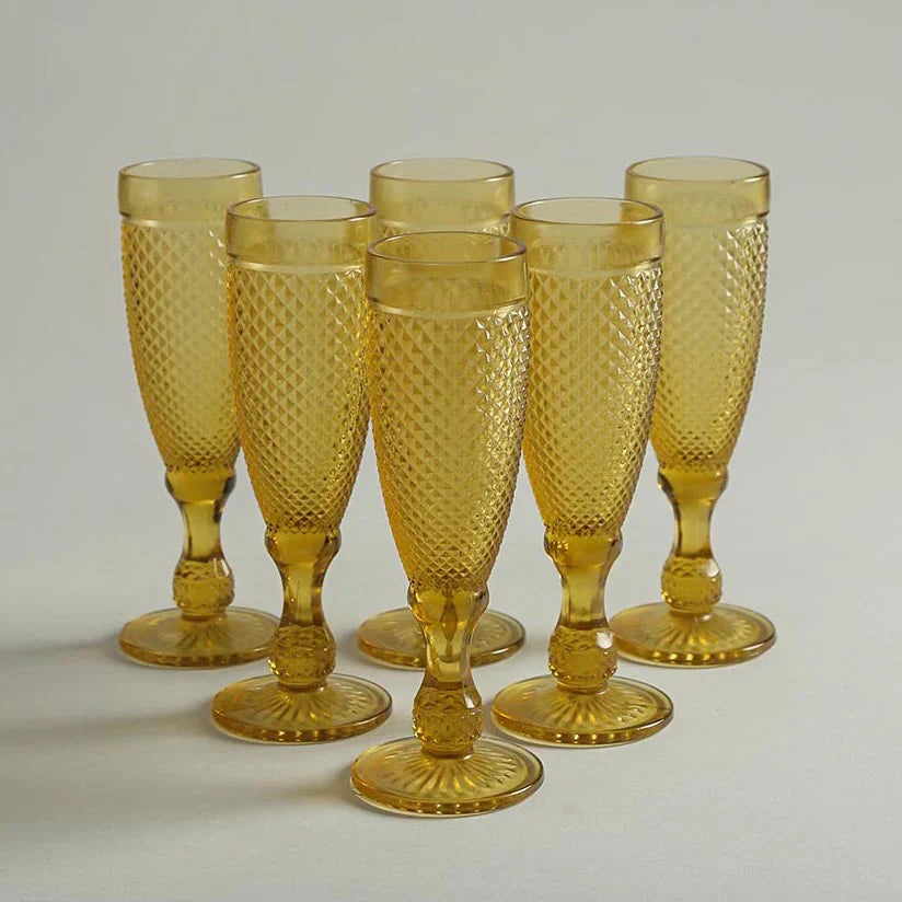Siara Amber Stem Glass Set of 6