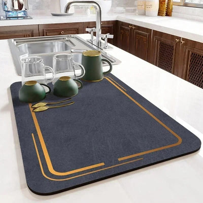 Anti Slip Dish Drying Mat-Golden Border