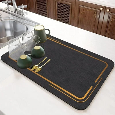 Anti Slip Dish Drying Mat-Golden Border