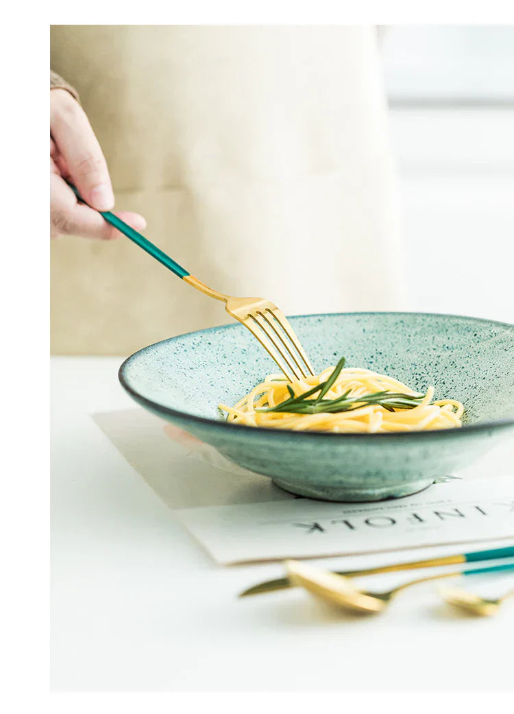 Green/Golden -24 PCs Premium Steel Cutlery Set