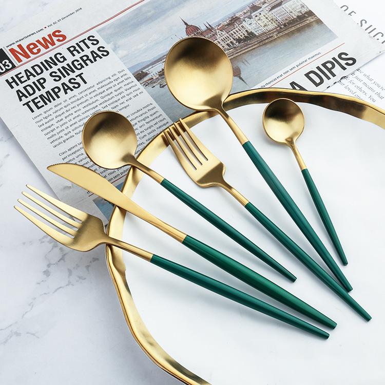 Green/Golden -24 PCs Premium Steel Cutlery Set