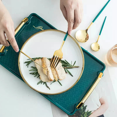 Green/Golden -24 PCs Premium Steel Cutlery Set