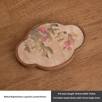 Walnut Begonia Pot Tray Set Tea Set Storage Tray